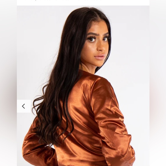 Misguided Grace Bronze Satin Bomber Jacket - Picture 4 of 11